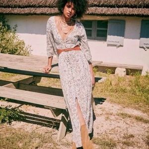 Sézane Bonnie botanical print maxi dress 34 2 XS
